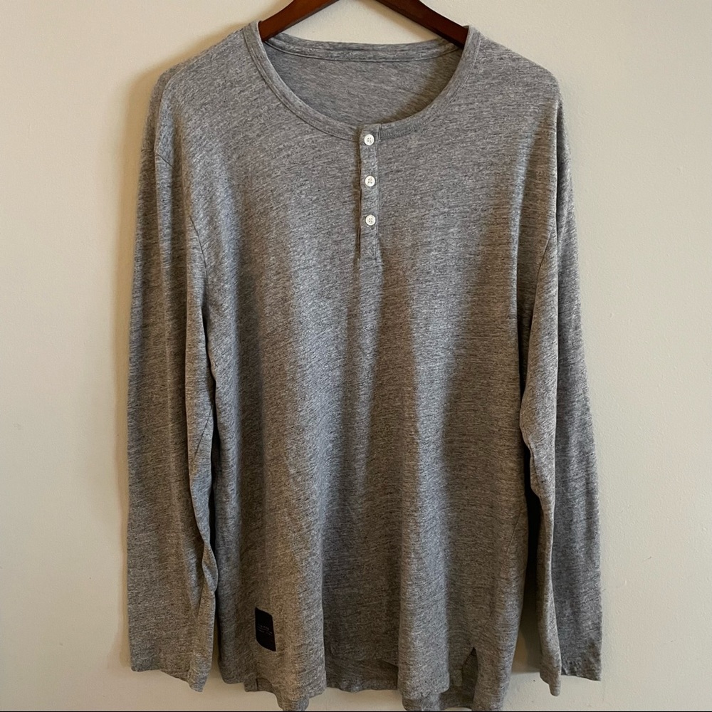 Five Four Heather gray longsleeve henley, mens large